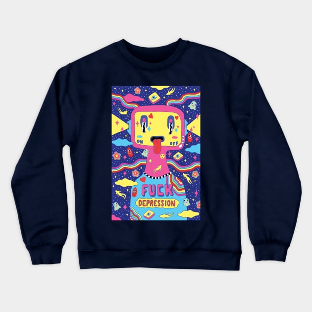 FUCK DEPRESSION Crewneck Sweatshirt by saif